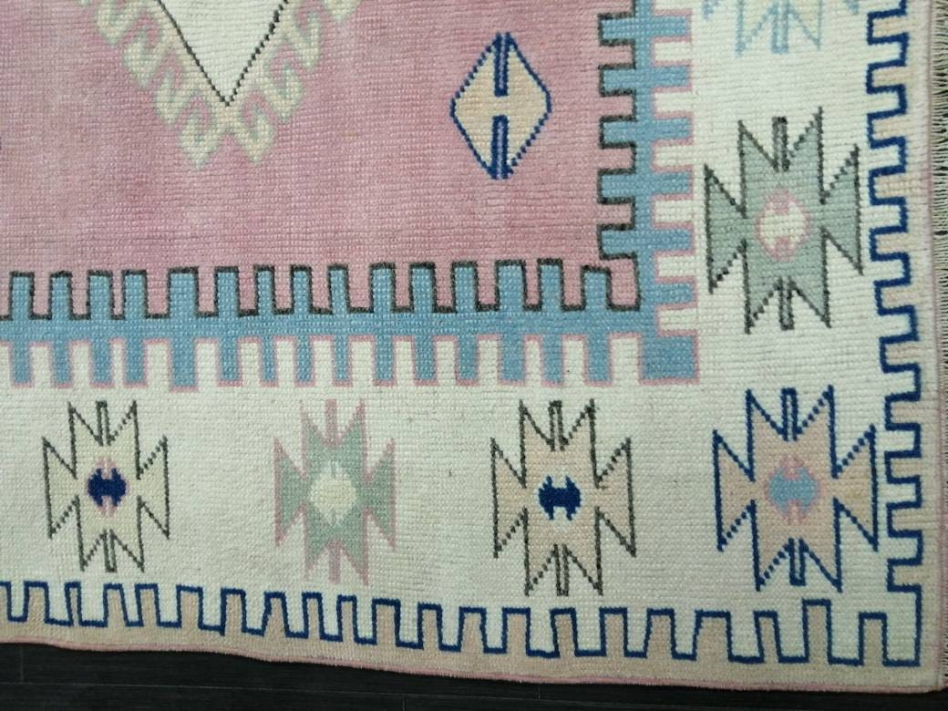 Vintage Turkish Rug 5.2 x 7.7 Oushak Rugs Vintage Oushak Runner Rug Vintage Oriental Rug Wool Oushak Rug Hand Made Rugs Vintage Persian Rug