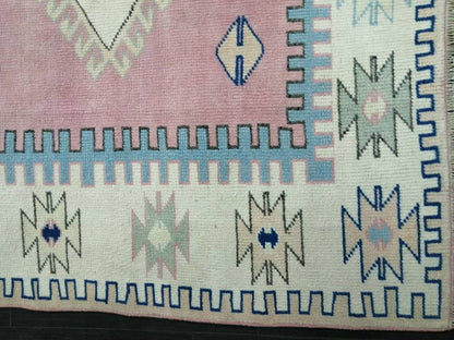 Vintage Turkish Rug 5.2 x 7.7 Oushak Rugs Vintage Oushak Runner Rug Vintage Oriental Rug Wool Oushak Rug Hand Made Rugs Vintage Persian Rug