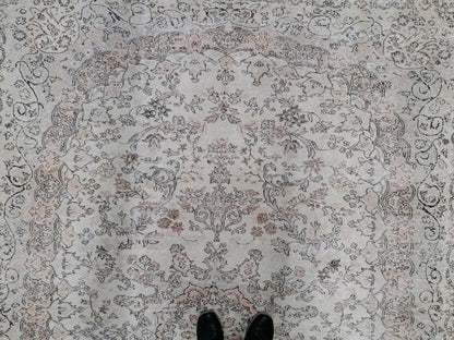 Oushak turkish rug 7.2 x 10.7 large wool rug, vintage knotted rug