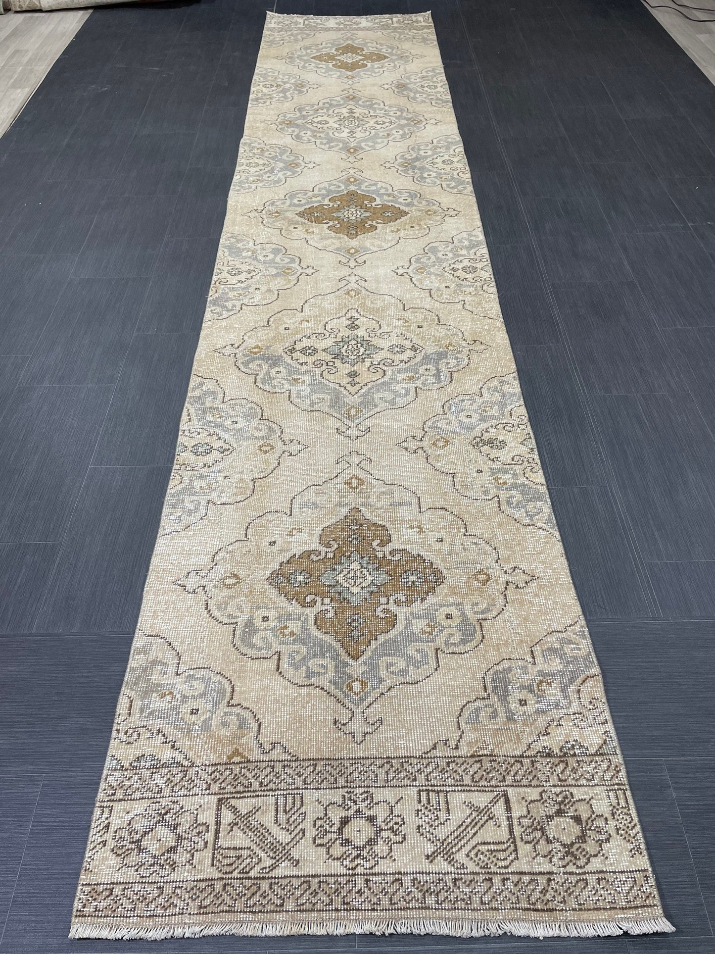 Hand Knotted Runner Rug Turkish Runner 2.7 x 13 Rug Vintage Runner Rug Hallway Runner Rug Kitchen Runner Rug Wool Runner Rug Wool Oushak Rug