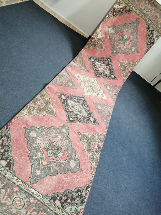 12.7 x 3 Oushak Runner Rug Turkish Runner Rug Vintage Runner Rug Hallway Runner Rug FLORAL RUG RUNNER