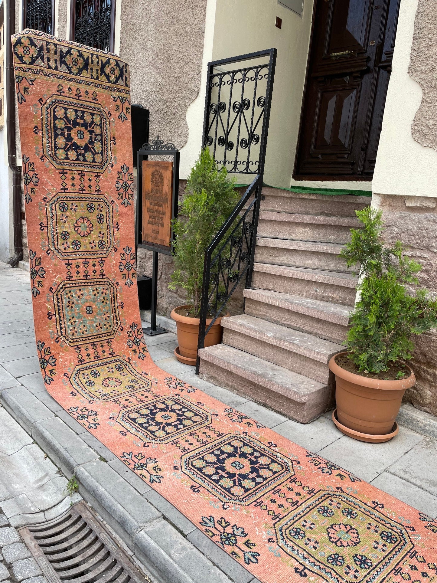 Long Vintage Runner TURKISH Runner Rug 2.6 x 21 Handmade Runner Rug XL Oriental Runner Rug Staircase Hand Knotted Runner rug