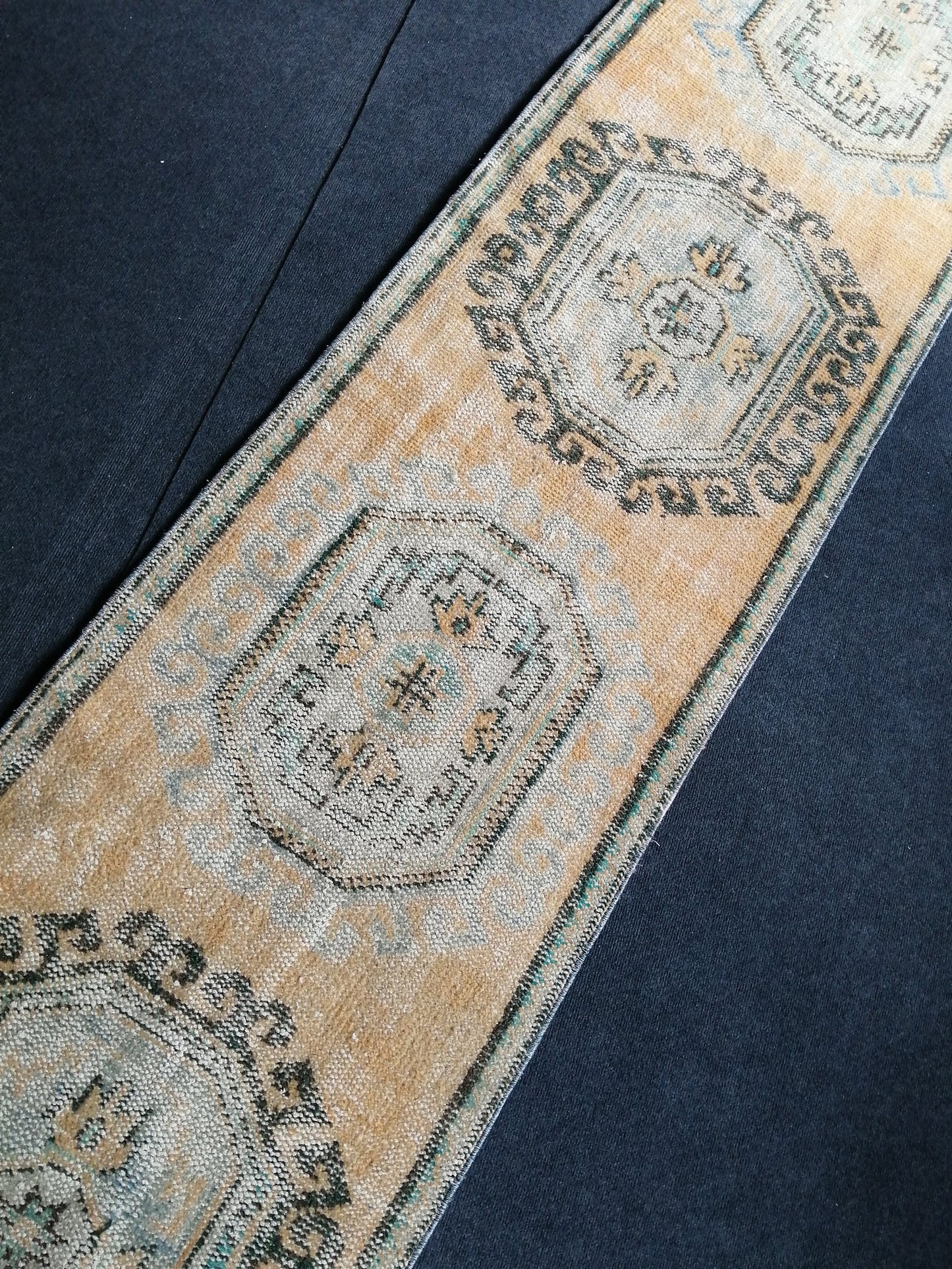11.8 x 2.7 Muted Oushak Runner Rug Turkish Runner Rug Vintage Runner Rug Hallway Runner Rug Kitchen Runner Rug Wool Runner Rug