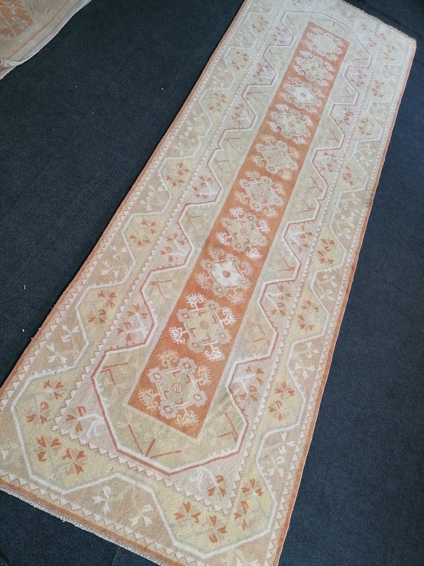 Runner rug 11'6x3'9 vintage kitchen runner hallway runner rug,oushak runner rug
