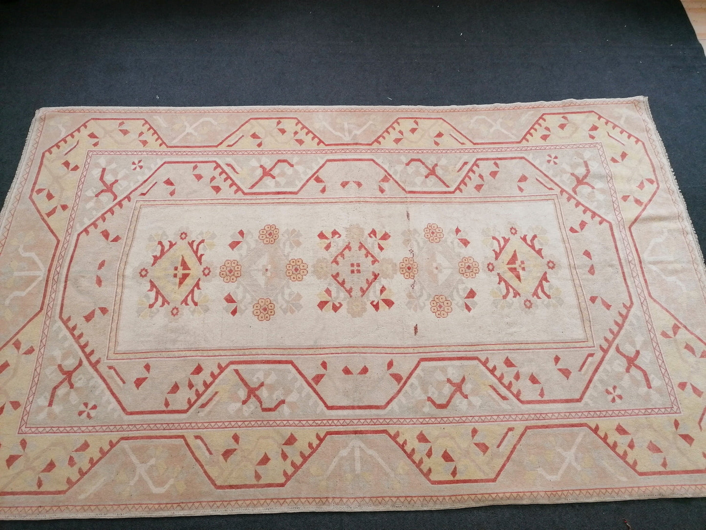 6.6 x 10.5 Muted soft colors rug , faded oushak rug, pastel turkish rug, rustic tribal rug retro style rug