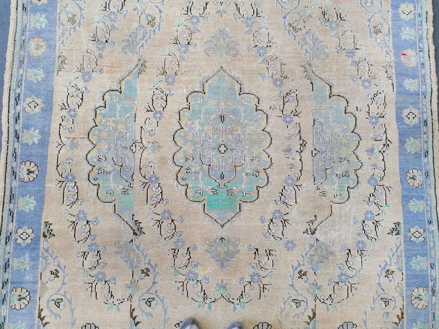 Large oushak rug 6'4x8'5 vintage wool rug, turkish hand made rug, living room rug, bohemian rug, area rug