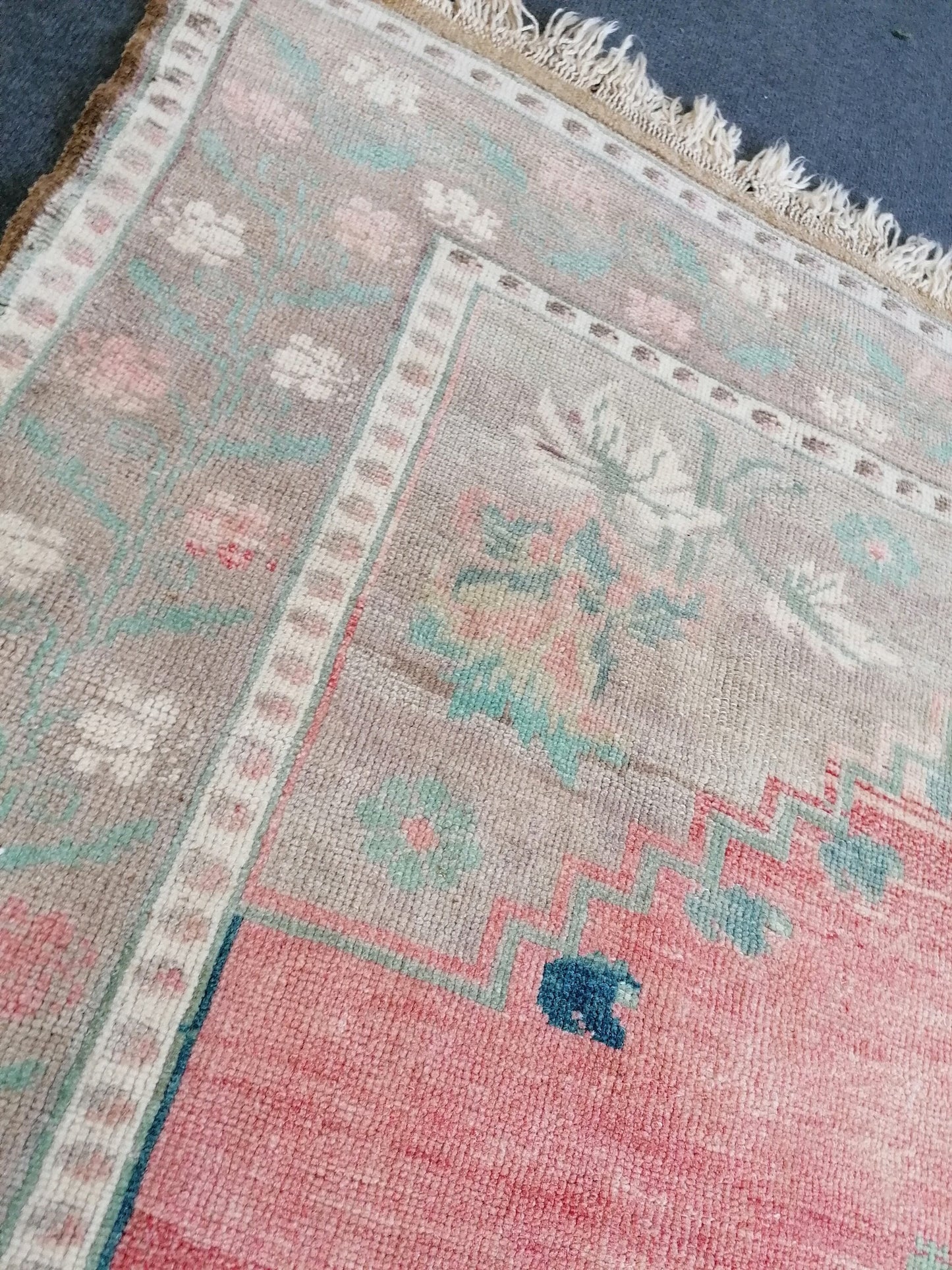 8'8x5'4 vintage turkish rug, pastel oushak rug, living room rug, vintage anatolian unique hand made wool rug