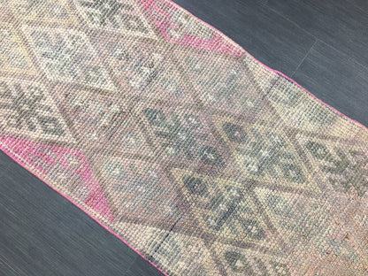 Handmade Runner Rug 2.4 x 8.5 Turkish Runner Rug Vintage Runner Rug Hallway Runner Rug Kitchen Runner Rug Wool Runner Rug Wool Oushak Rug