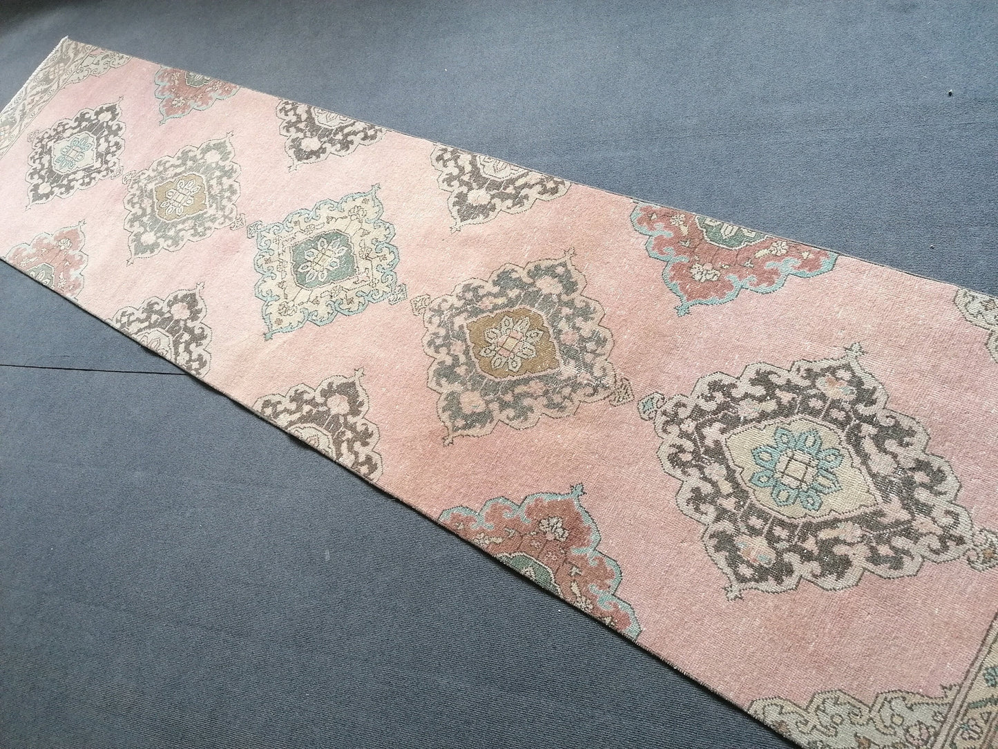 Runner rug 12'4x2'11 vintage wool runner,hallway rug