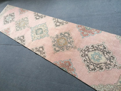 Runner rug 12'4x2'11 vintage wool runner,hallway rug