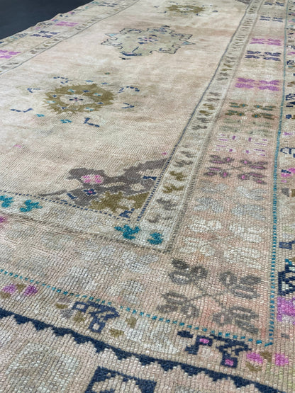 Muted  Handmade Runner 4.4 x 10 Runner Turkish Runner Rug Faded Vintage Runner Rug Hallway Runner Rug Neutral Kitchen Runner Rug Wool Runner