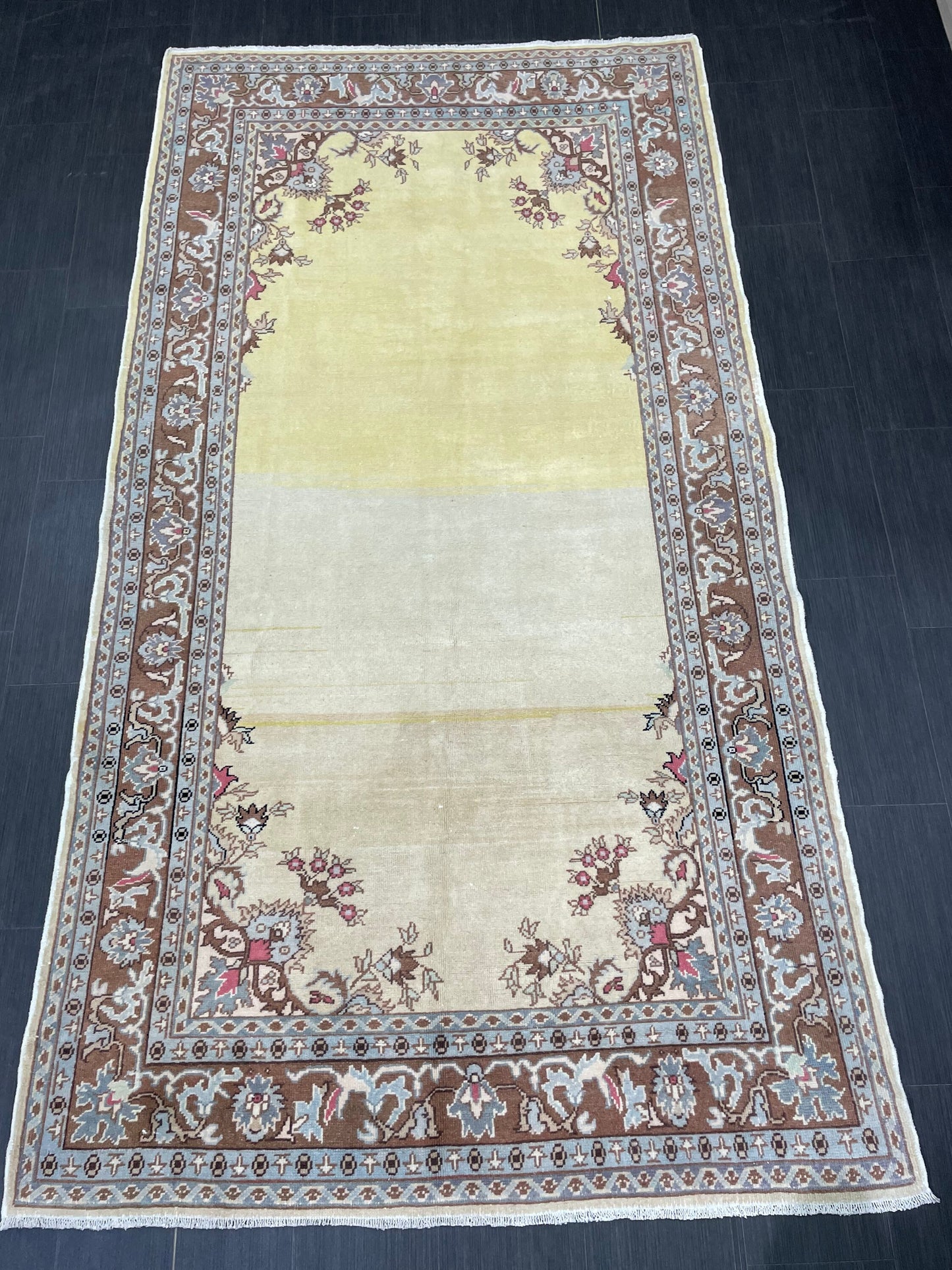 VINTAGE RUG TURKISH Rug Wool 5 x 9.4 Rug Vintage Oushak Rug Handmade Rug Hand Knotted Rug