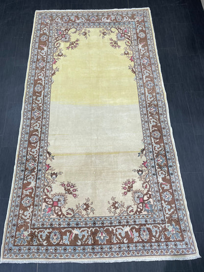 VINTAGE RUG TURKISH Rug Wool 5 x 9.4 Rug Vintage Oushak Rug Handmade Rug Hand Knotted Rug