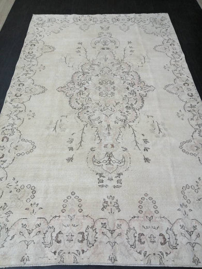 Muted Persian RUG Neutral Vintage Oushak Rug Large Vintage Rug Wool Oushak Rug Hand Made Rugs Vintage Turkish Rug Neutral Rug