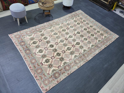 Antique Fine Knotted Rug, 5.3 x 8.2 Vintage Rug, Turkish Wool Rug, Oushak Rug Fine Rug, Hand Knotted Rug, Persian Rug, Handmade Rug