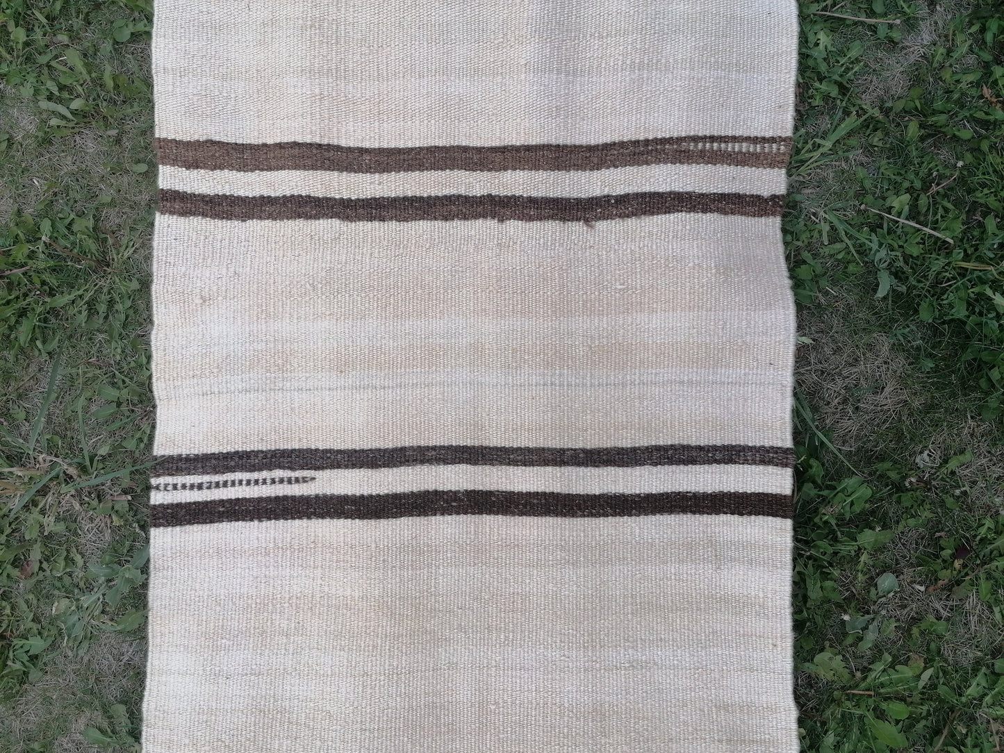 2x15 neutral flatweave runner rug, woven handmade wool runner, long stripe kilim runner rug