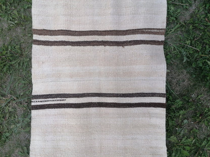 2x15 neutral flatweave runner rug, woven handmade wool runner, long stripe kilim runner rug