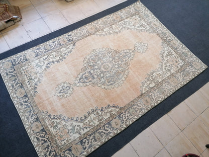 5.8 x 8.10 large oushak rug turkish rug vintage wool oushak rug handmade rugs