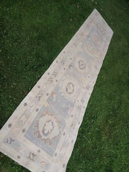 3x13 feet long oushak runner rug,turkish new production vintage oversize runner rug, hallway runner, kitchen runner, handmade wool runners