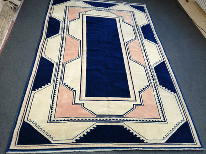 10 x 6.5 Blue Hand Made Rug Vintage Turkish  Rug,Soft wool Rug  Bohemian Rug, Living Room Rug, Oushak Rug, Hand Knotted Rug,Weaving Rug