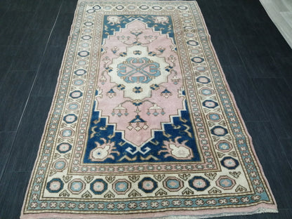 Pink and Blue Rugs, 6.4 x 3.7 Hand Made Rug, Oushak Rug, Rustic Rug, Bohemian Rug, Turkish Rug, Farmhouse Rug, Vintage Rug, Wool rug