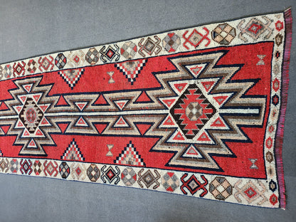 Oushak Runner Rug Turkish 3.2 x 11 Runner Rug Vintage Runner Rug Hallway Runner Rug Kitchen Runner, HANDMADE Runner Rug Wool Anatolian Rug