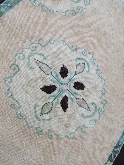 3.8 x 11.3 Oushak Runner Rug Turkish Runner Rug Vintage Runner Rug Hallway Runner Rug Kitchen Runner Rug Wool Runner Floral Oriental Runner