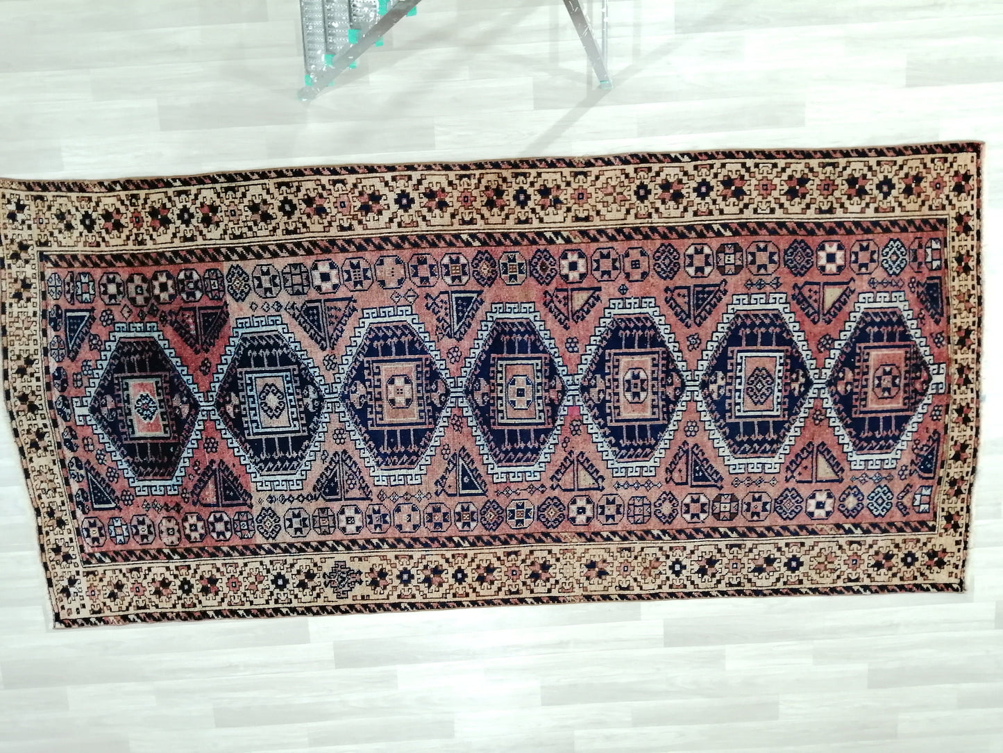 4.8 x 10 Runner RUG Navy Blue Vintage Persian Rug TURKISH Oushak Rug Vintage Runner Rug Vintage Runner Rug Wool Oushak Rug Hand Made Runner