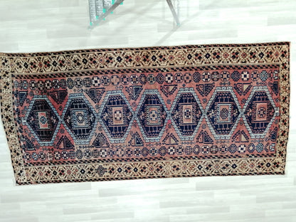 4.8 x 10 Runner RUG Navy Blue Vintage Persian Rug TURKISH Oushak Rug Vintage Runner Rug Vintage Runner Rug Wool Oushak Rug Hand Made Runner