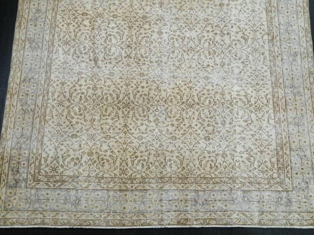 Muted Vintage Rug Neutral 6.5 x 10 Oushak  Rug Vintage  Rug Wool Oushak Rug Neutral Hand Made Rugs Vintage Turkish Rug 7x10