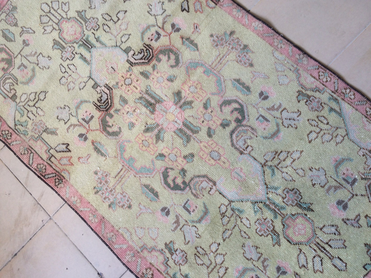 Vintage Turkish Rugs, Bathroom Rug, Living Room Rug, Vanity Rug, Vintage Oushak Rug, Handmade Rug, Natural Wool Rug, Hand Knotted Rug