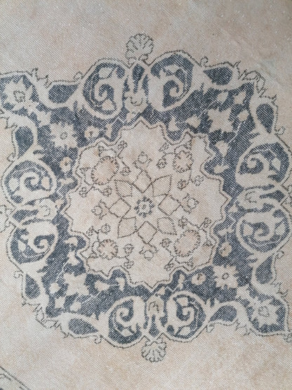 7 x 11.6 feet, navy blue oushak rug, vıntage turkısh rug, anatolian handmade rug, distressed rug