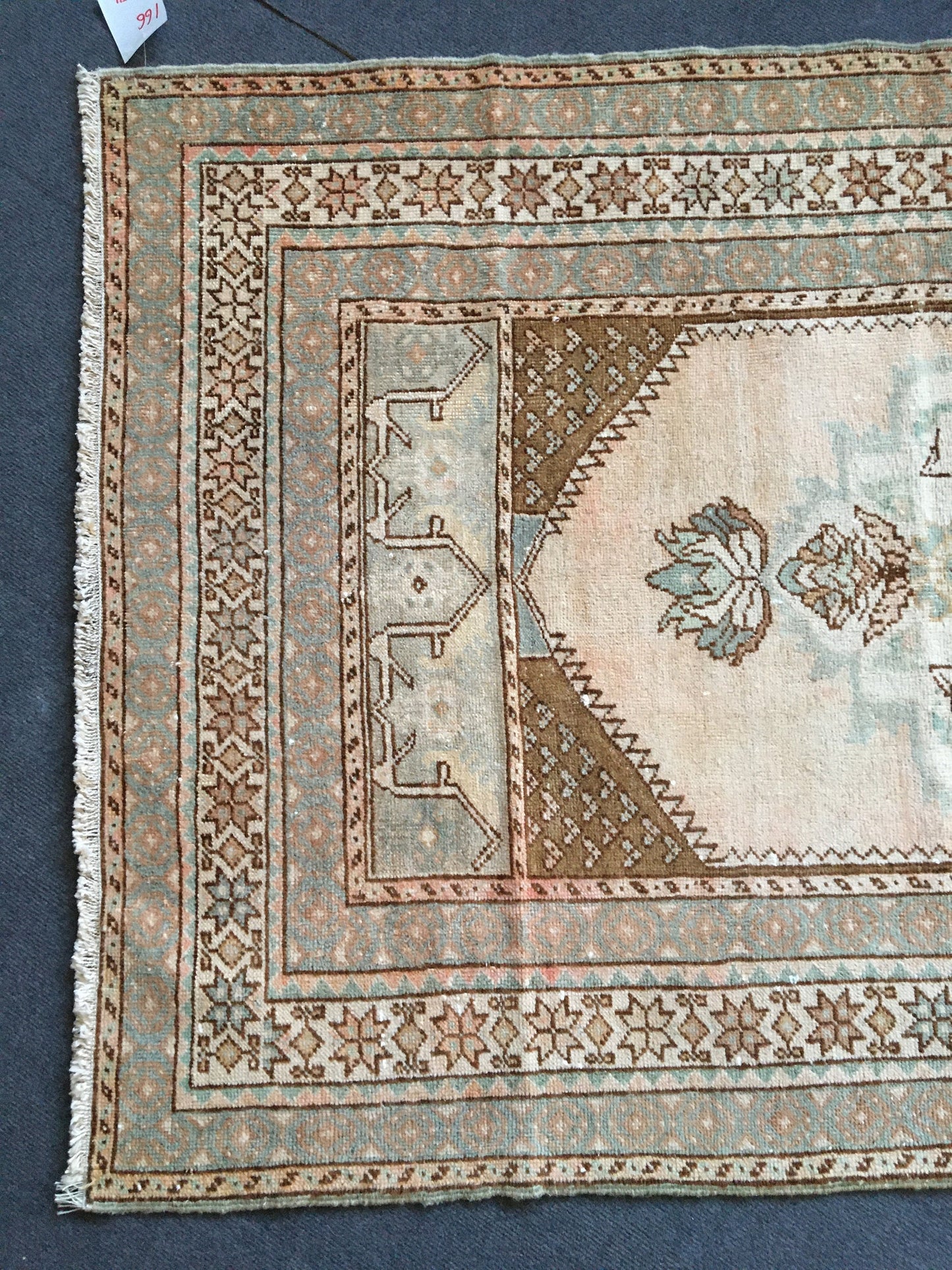 3.5'x5' feet handmade natural wool brown pink rug, turkish bedroom rug, wide oushak living room rug, large bathroom area rug,medium size rug