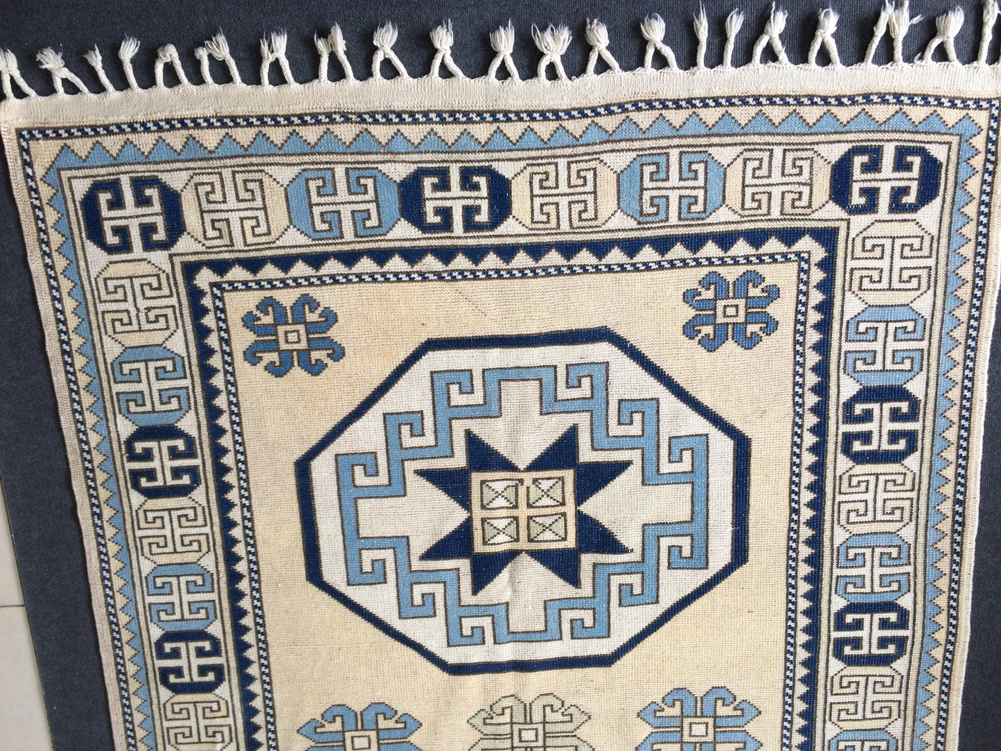 Blue Turkish Rug Large Area Rug OUSHAK RUG Pastel 5.4 x 8 Vintage Rug Blue Oriental Rug Muted Rug Boho Rug Persian Wool Rug TRADITIONAL Rug