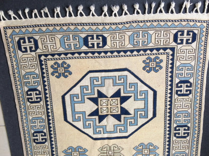 Blue Turkish Rug Large Area Rug OUSHAK RUG Pastel 5.4 x 8 Vintage Rug Blue Oriental Rug Muted Rug Boho Rug Persian Wool Rug TRADITIONAL Rug