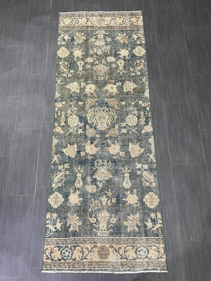 Vintage Runner Rug 2.5 x 7 Turkish Runner Rug Varigated  Brown Vintage Runner Rug Hallway Runner Rug Kitchen Runner Rug Wool Runner