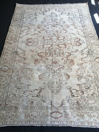 Muted Vintage Rug TURKISH HAND MADE Rug 6x9 Vintage Turkish Rugs  Oushak Rug Oriental Rug, Turkish Oushak Rug, Vintage  Rug, Wool Rug