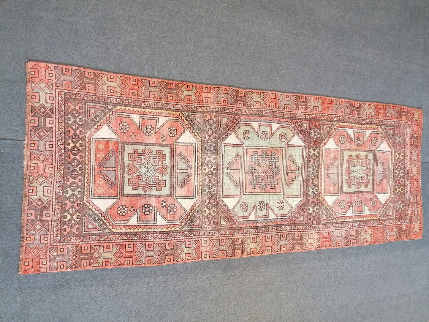 9x3'3 old vintage runner rug, anatolian runner rug, turkish vintage runner rug,hallway runner rug,kitchen runner rug