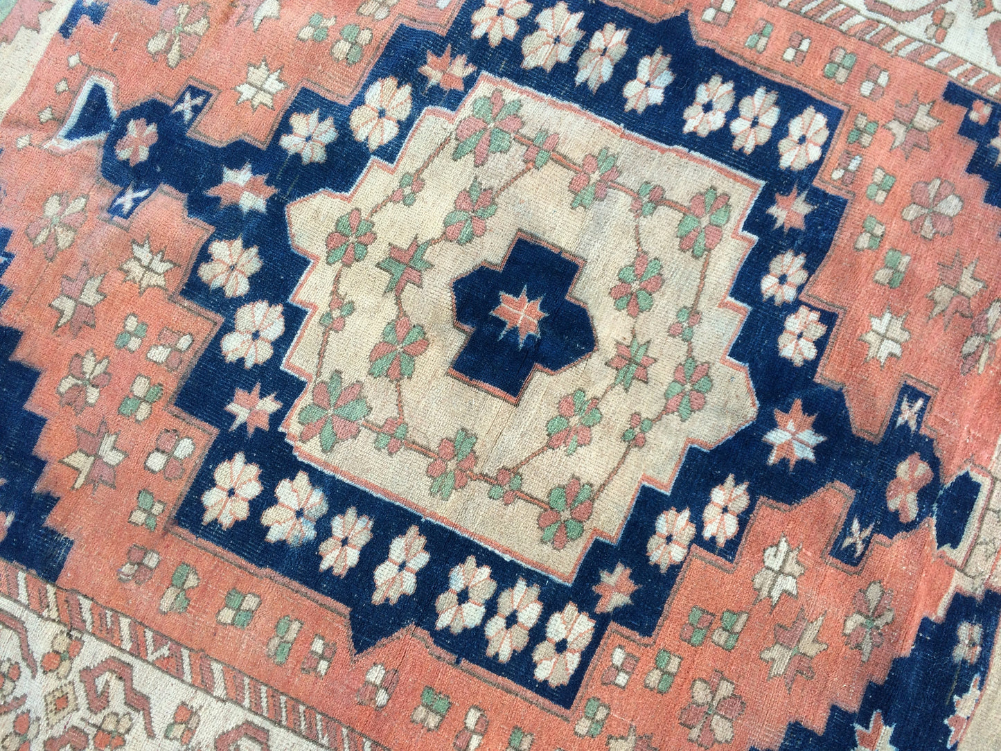 7 x 5 Large Area BOHEMIAN Rug, Vintage Oushak Rug, Special Rug, Oushak Rug, Vintage Turkish Rugs, WOOL RUGS, High Quality  Blue Rugs
