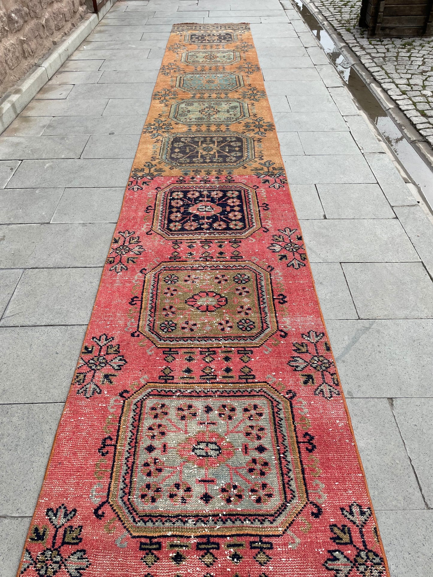 Handmade Staircase Runner Rug 2.6 x 30 ft Extra Long TURKISH Runner Rug Vintage Runner Rug Oushak Runner Rug  Runner Hand Knotted Runner