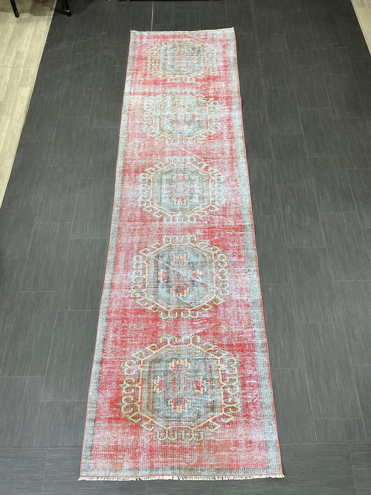 Vintage Runner Rug 3 x 11.6 Distressed Handmade Runner Rug Turkish Runner Rug Vintage Runner Rug Hallway Runner Rug Wool Kitchen Runner