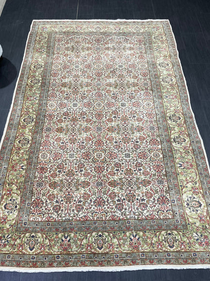 Persian RUG Hand Knotted 5.5 x 8.5 Rug Vintage Oushak Rug Vintage Quality Rug Wool Fine Knotted Rug Handmade Rug Vintage Turkish Rug