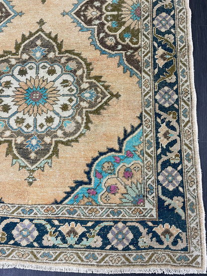 Wool Oushak Rug Vintage 4.2 x 6.8 Rug Muted Vintage Runner Rug Wool Oriental Rug Hand Made Rugs Vintage Turkish Rug Muted Persian Wool Rug