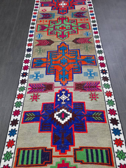 2.8 x 11 Oriental Runner Rug Rug Vintage Runner Rug Hallway Runner Rug Kitchen Runner Rug Wool Runner Persian Runner Rug Kurdish Runner Rug