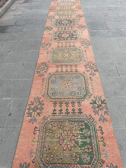 Vintage Hand Knotted 2.5 x 21.6 Extra Long Turkish Runner Very Long Stairs Runner Rug Vintage Runner Rug XL Oriental Runner Staircase Runner