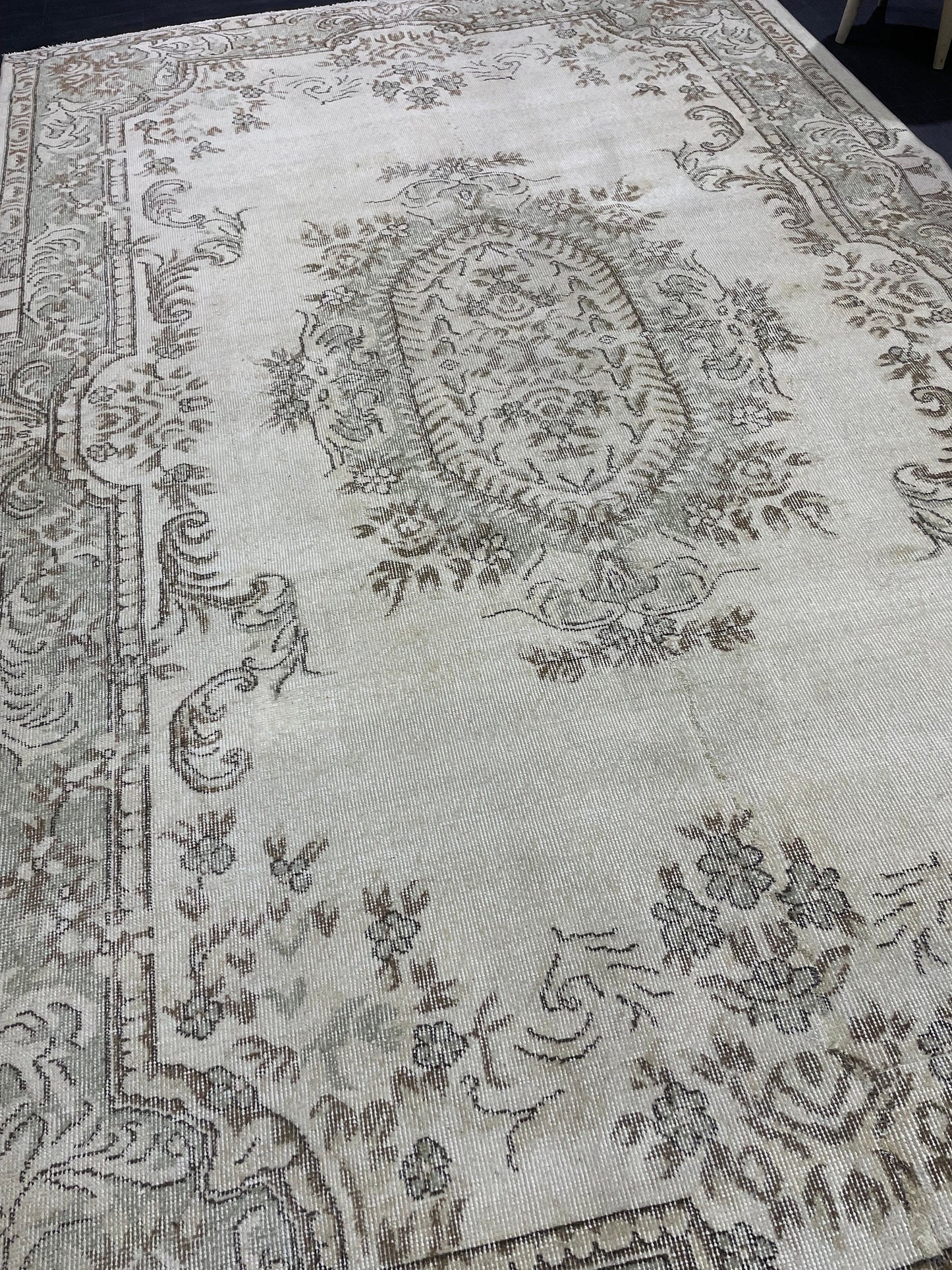 Large Area OUSHAK RUG, TURKISH 6.4 x 10 Rug, Muted Vintage  Rug, Handmade Rug, Antique Hand Knotted Rug, Persian Rug, Muted Oriental rug