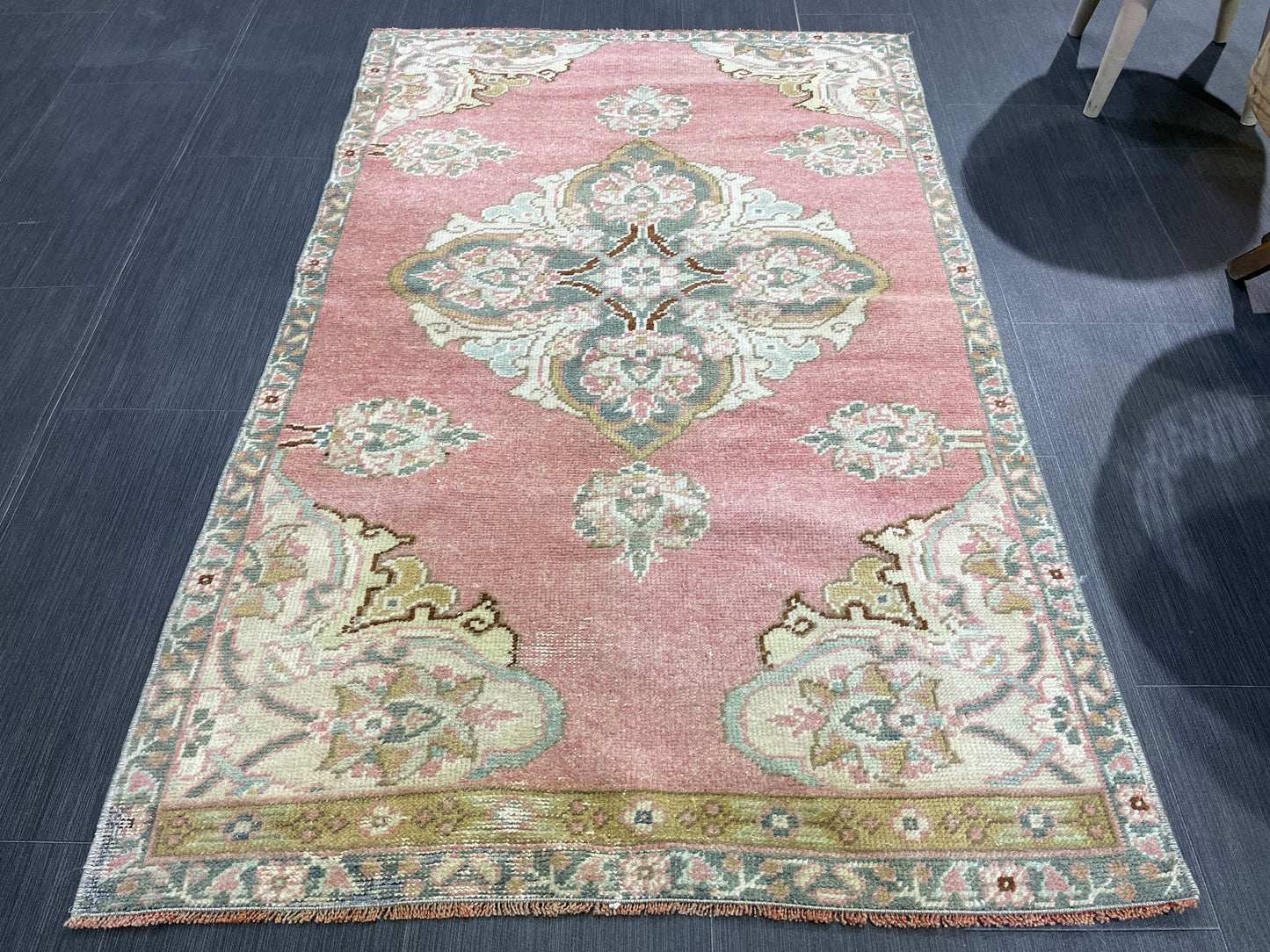 Vintage Turkish RUG, Oushak Rug, 3 x 4.9 Vintage Rug, Antique Rug, Handmade Rug, Hand Knotted Rug Bohemian Rug Wool Rug