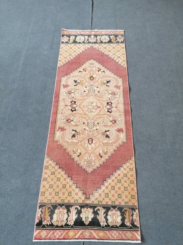 Runner rug 2'2x6'2 vintage wool runner rug, handmade vintage rug, hallway runner rug