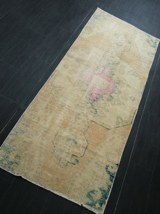 2.8 x 6.5 Distressed Runner  Rugs, Hand Made runner Rug, Oushak Rug, Rustic Rug, Rug Runner, Turkish Rug, Vintage Rug, Wool rug