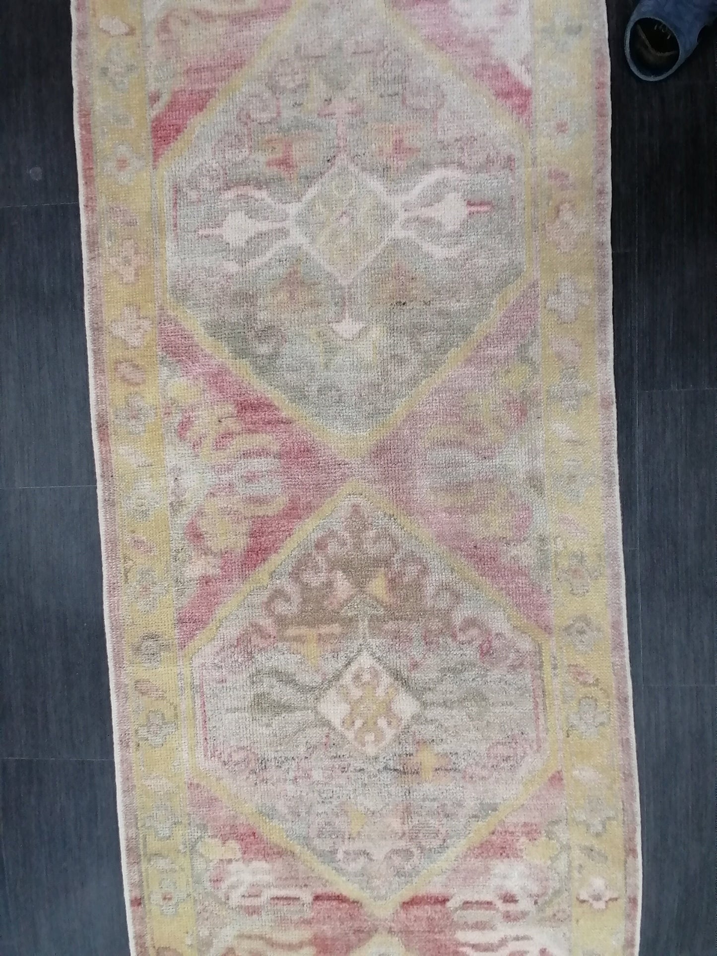 Oushak turkish runner rug 3x14'5 oushak new production wool runner rug pastel hallway runner rug handmade runner